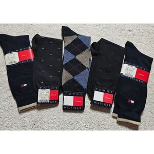 Tommy Hilfiger Mens 5 Pack Socks Argyle Pattern Logo Crew Dress Socks